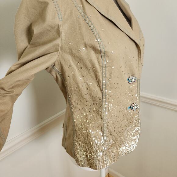 Vtg Y2K Blazer Jacket Size Medium Juniors Fairy Sequin Embellished Career Office - Picture 6 of 13